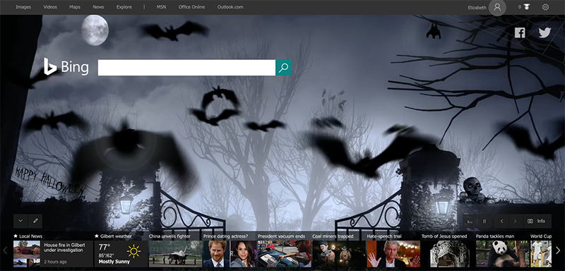 Ghoulish search on Bing